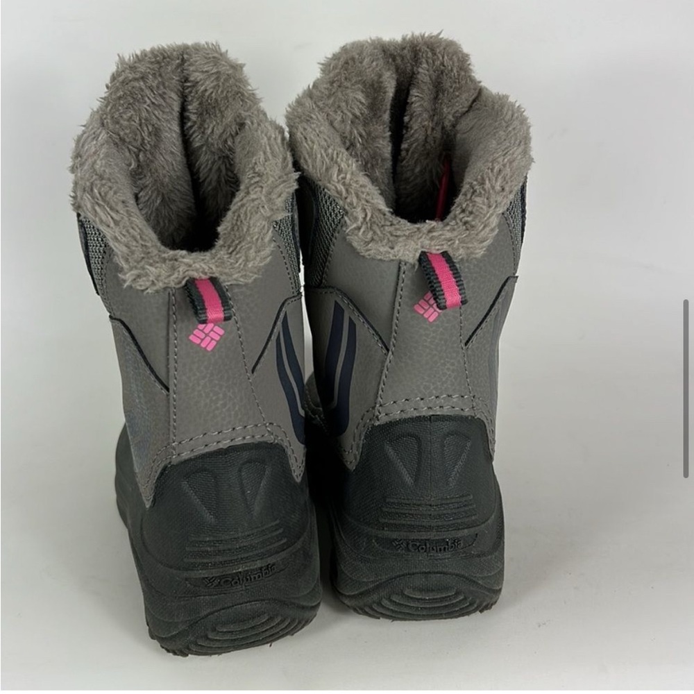 Columbia grey pink insulated waterproof winter snow boots us kids girls size 2 - Picture 6 of 8